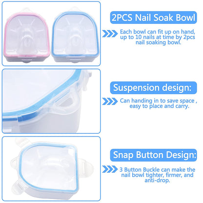 Nail Soaking Bowl Manicure Bowl, 2PCS Nail Soak off Bowl Acrylic Soak off Bowl Polish Remover Soak Bowls with Cuticle Peeler,Cuticle Pusher Cutter and Nail Files Manicure Tools Health & Beauty > Personal Care > Cosmetics > Cosmetic Tools > Nail Tools Namgznso   