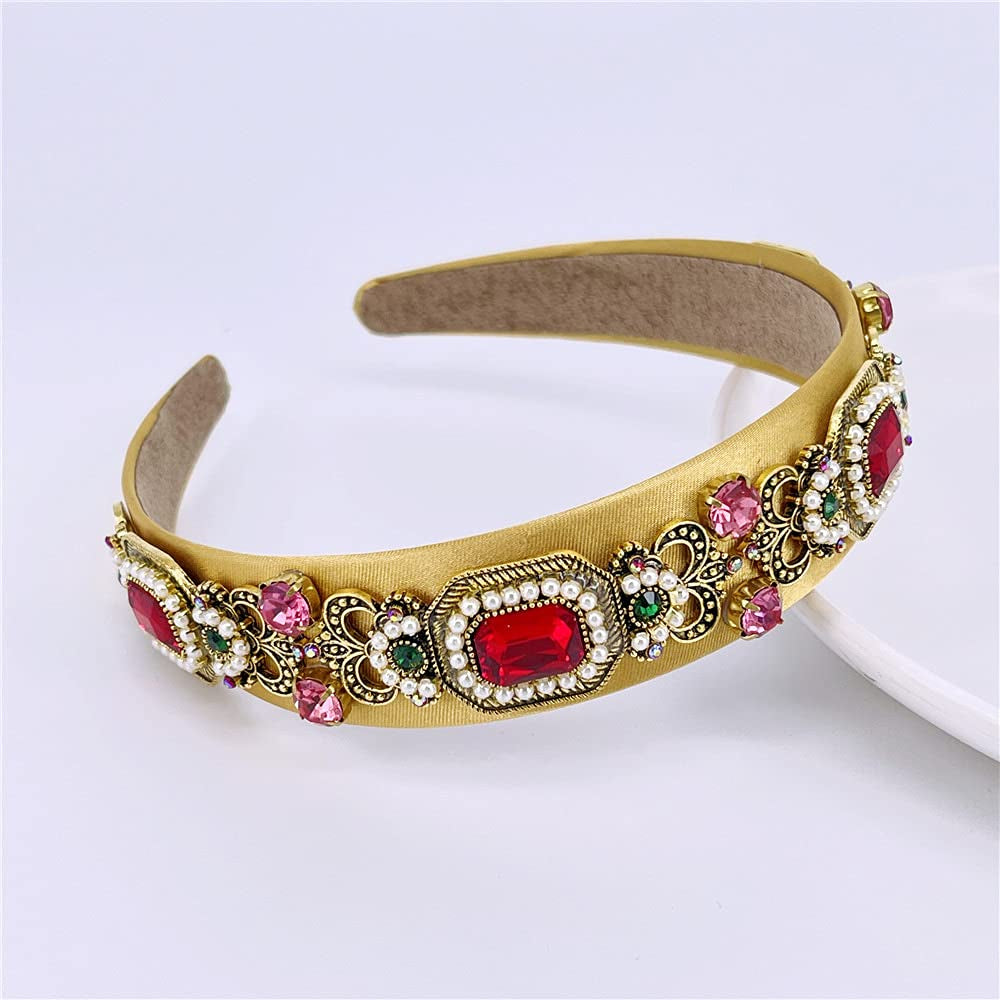 QTMY Designer Headbands Fashion Vintage Pearl Gemstone Hair Accessories Head Band Fashion Headwear Hairbands for Women Apparel & Accessories > Clothing Accessories > Headwear QTMY   