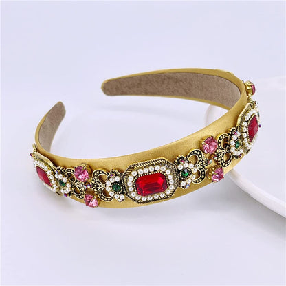 QTMY Designer Headbands Fashion Vintage Pearl Gemstone Hair Accessories Head Band Fashion Headwear Hairbands for Women Apparel & Accessories > Clothing Accessories > Headwear QTMY   