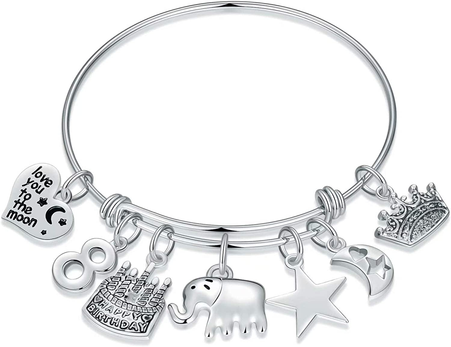 Birthday Gifts for Women Girls Bracelet, Expandable Charm Bracelets 5Th 6Th 7Th 8Th 9Th 10Th 20Th 30Th 40Th 50Th 60Th 70Th 80Th 90Th Birthday Gift for Friend, Mom, Daughter, Niece, Sister, Grandma Apparel & Accessories > Jewelry > Bracelets M MOOHAM "8th"  