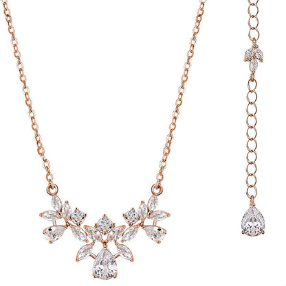 SWEETV Cubic Zirconia Wedding Bridal Backdrop Necklace for Brides, Crystal Dainty Back Necklace, Body Chain Jewelry for Women Prom Apparel & Accessories > Jewelry > Necklaces SWEETV 02. Rose Gold Backdrop  