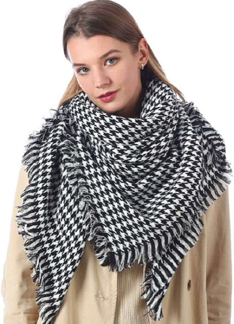 Plaid Scarf Soft Warm Tartan Shawl Cape Blanket Scarves Fashion Wrap Apparel & Accessories > Clothing Accessories > Scarves & Shawls vxsvxm White Black  