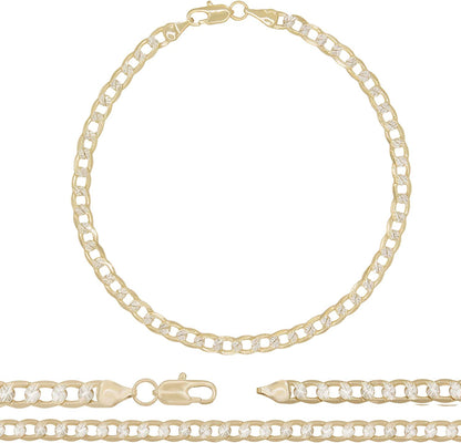 BEBERLINI Cuban Link 14K Gold Filled Diamond Cut Anklet Curb Foot Chain Bracelet Fashion Jewelry Gifts for Women Teen Girls Length 10'' Apparel & Accessories > Jewelry > Anklets BéBérlini 4.5 mm Two Tone  