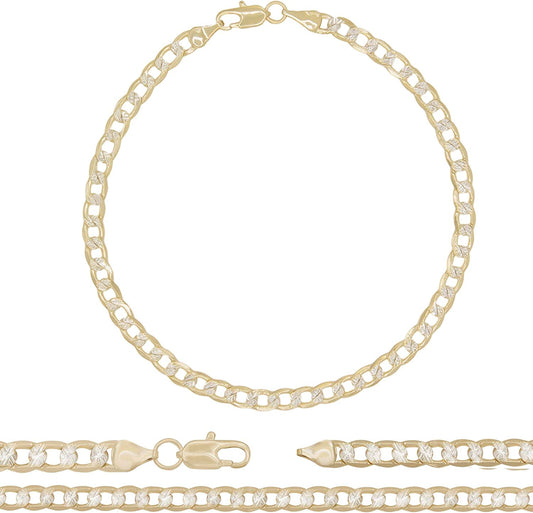 BEBERLINI Cuban Link 14K Gold Filled Diamond Cut Anklet Curb Foot Chain Bracelet Fashion Jewelry Gifts for Women Teen Girls Length 10'' Apparel & Accessories > Jewelry > Anklets BéBérlini 4.5 mm Two Tone  