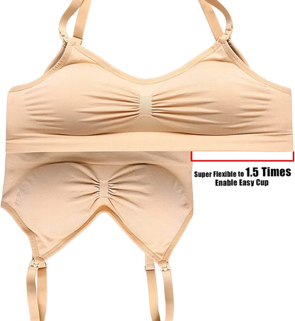 3PACK Full Bust Seamless Nursing Maternity Bras Bralette S-XXL with Extra Bra Extenders & Clips