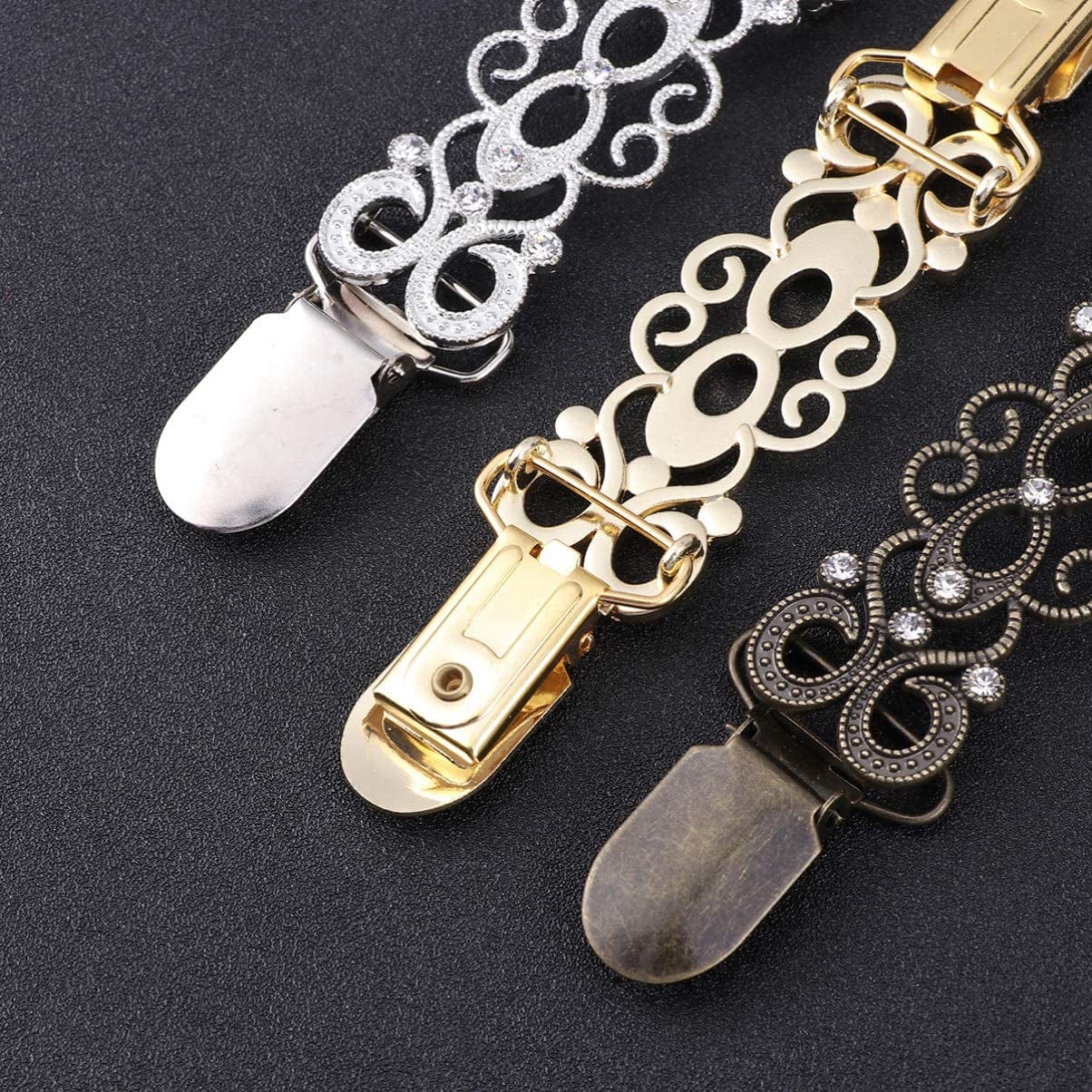 3PC Dress Clips Crystal Brooches Metal Brooch Bag Badge Lapel Pin Snowflake Scarves Buckle Elegant Scarf Ring Clip Clothing Ring Wrap Holder Clamp Silk Scarf Cape Clip Holder Clasp Shawl Chain Clip