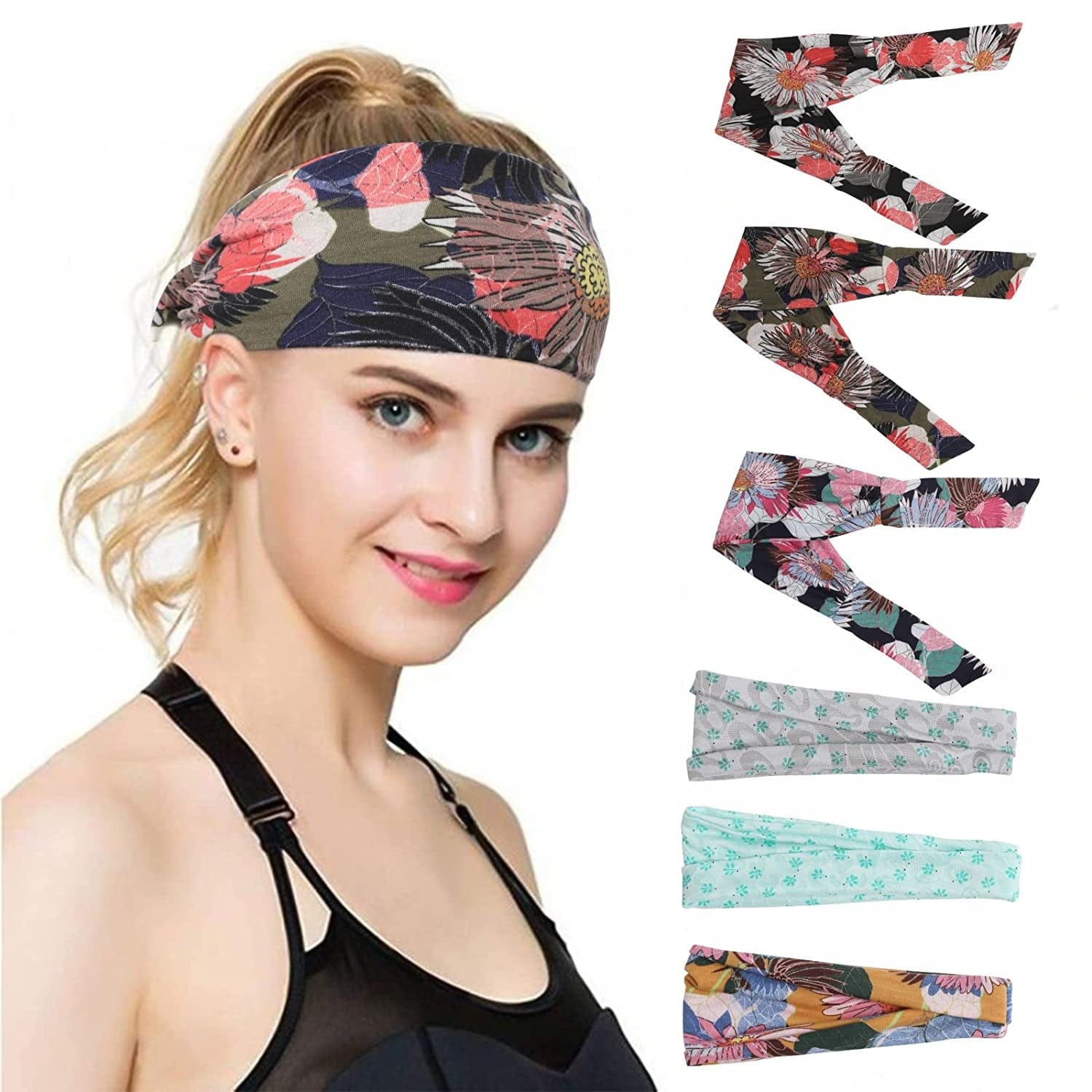 3PCS Adjustable Headband Knotted Hairband - Tie up Head Wrap Headband for Sports/Running/Yoga Apparel & Accessories > Clothing Accessories > Bandanas & Headties Molans Color-F  