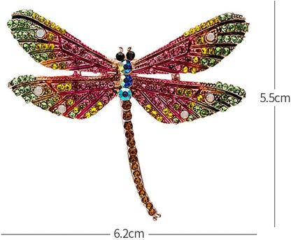 3Pcs Dragonfly Rhinestone Brooches Crystal Animal Brooch Pins Colorful Enamel Insect Lapel Pin for Clothes Bag Hat Wedding Decoration