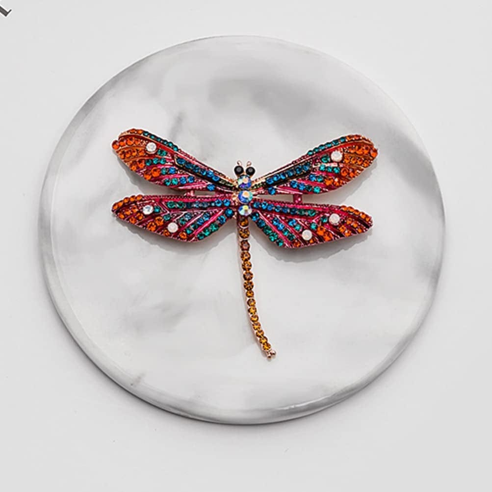 3Pcs Dragonfly Rhinestone Brooches Crystal Animal Brooch Pins Colorful Enamel Insect Lapel Pin for Clothes Bag Hat Wedding Decoration
