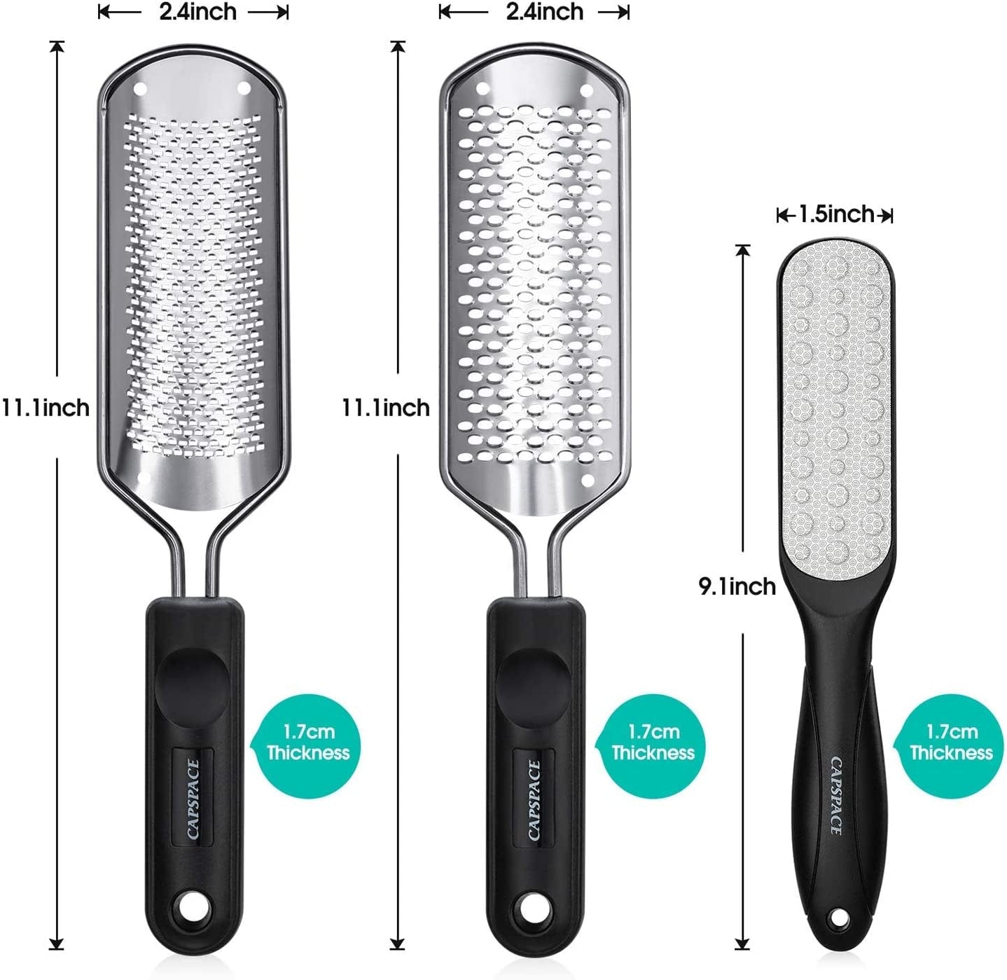 3Pcs Foot Files for Pedicures, 2 Stainless Steel Foot File Graters with an Extra Strong Removable Frame and a 2 Sided Foot File. Great Foot Care Products to Make Your Feet Look Healthy &Feel Refreshed Health & Beauty > Personal Care > Foot Care Capspace   