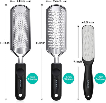 3Pcs Foot Files for Pedicures, 2 Stainless Steel Foot File Graters with an Extra Strong Removable Frame and a 2 Sided Foot File. Great Foot Care Products to Make Your Feet Look Healthy &Feel Refreshed Health & Beauty > Personal Care > Foot Care Capspace   