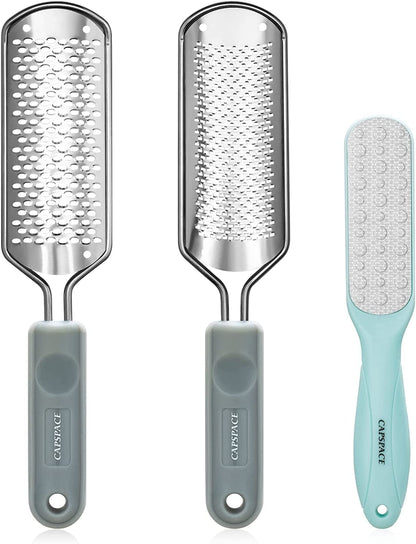 3Pcs Foot Files for Pedicures, 2 Stainless Steel Foot File Graters with an Extra Strong Removable Frame and a 2 Sided Foot File. Great Foot Care Products to Make Your Feet Look Healthy &Feel Refreshed Health & Beauty > Personal Care > Foot Care Capspace A-2*GREY+1*Light Green  