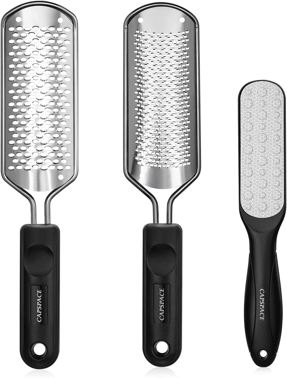 3Pcs Foot Files for Pedicures, 2 Stainless Steel Foot File Graters with an Extra Strong Removable Frame and a 2 Sided Foot File. Great Foot Care Products to Make Your Feet Look Healthy &Feel Refreshed Health & Beauty > Personal Care > Foot Care Capspace A-3*Black  
