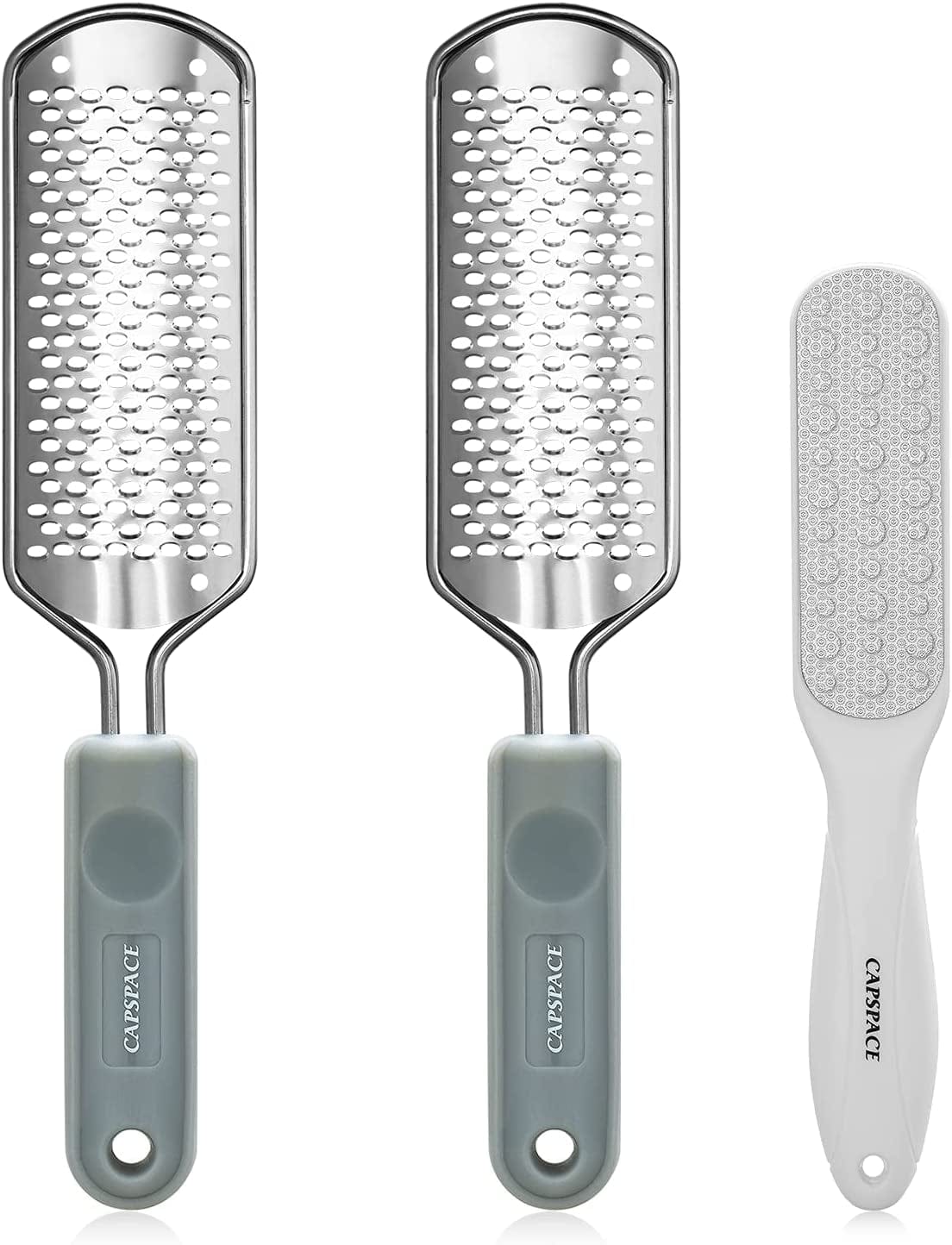 3Pcs Foot Files for Pedicures, 2 Stainless Steel Foot File Graters with an Extra Strong Removable Frame and a 2 Sided Foot File. Great Foot Care Products to Make Your Feet Look Healthy &Feel Refreshed Health & Beauty > Personal Care > Foot Care Capspace A-2*GREY+1*White  