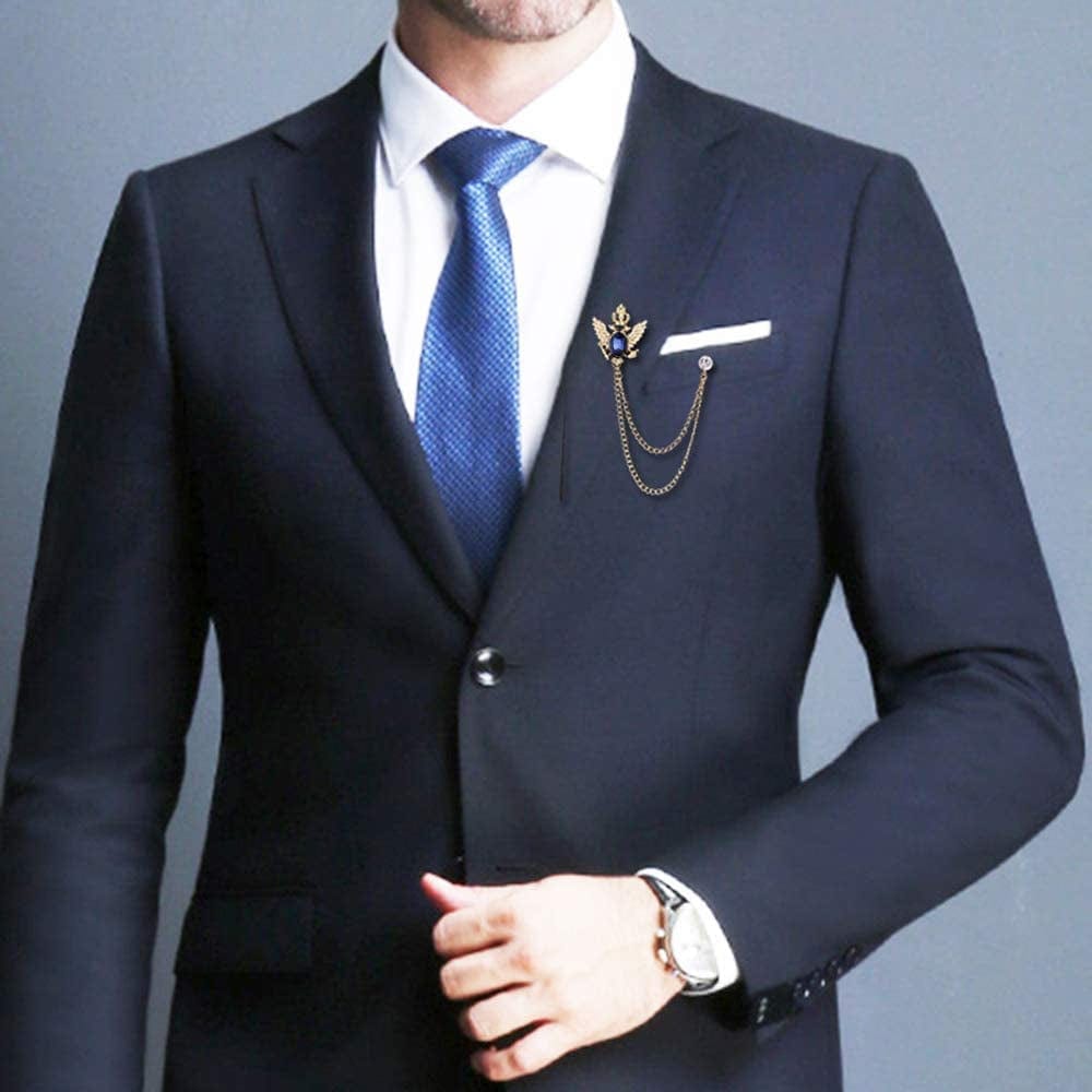 3PCS Men'S Brooch Suit Pin Badge with Chains Brooch Buckle Chain Collar Lapel Pin for Men Shirt Collar Pin Chain Brooch Decoration Metal Brooch Pin Clips for Women Suit Tuxedo Tie Hat Scarf