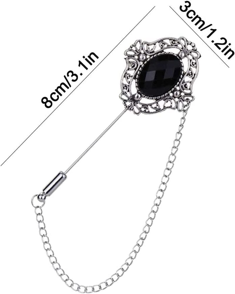 3PCS Men'S Brooch Suit Pin Badge with Chains Brooch Buckle Chain Collar Lapel Pin for Men Shirt Collar Pin Chain Brooch Decoration Metal Brooch Pin Clips for Women Suit Tuxedo Tie Hat Scarf