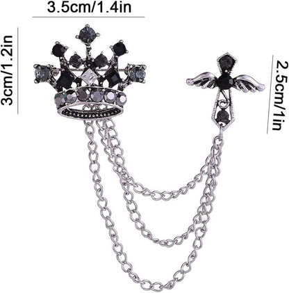 3PCS Men'S Brooch Suit Pin Badge with Chains Brooch Buckle Chain Collar Lapel Pin for Men Shirt Collar Pin Chain Brooch Decoration Metal Brooch Pin Clips for Women Suit Tuxedo Tie Hat Scarf