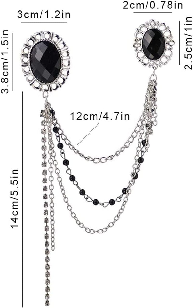 3PCS Men'S Brooch Suit Pin Badge with Chains Brooch Buckle Chain Collar Lapel Pin for Men Shirt Collar Pin Chain Brooch Decoration Metal Brooch Pin Clips for Women Suit Tuxedo Tie Hat Scarf