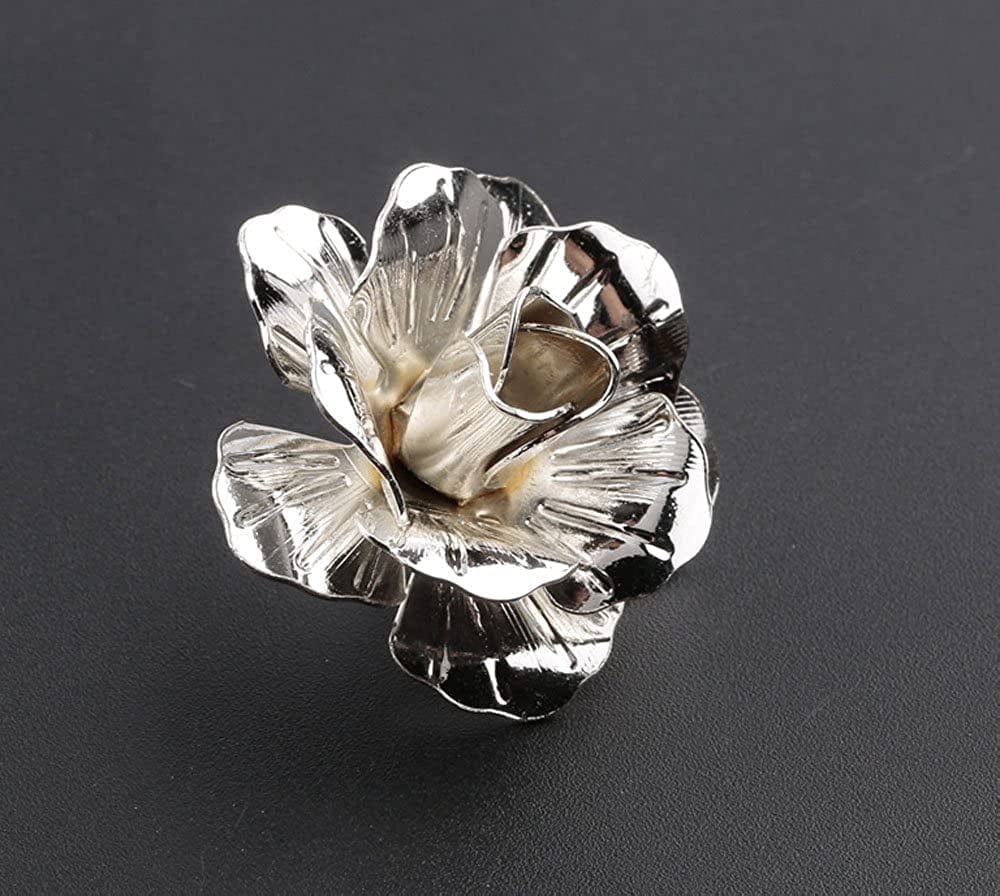 3PCS Men'S Rose Golden Flower Lapel Stick Brooch Pins for Sui,Black/Sliver/Gold