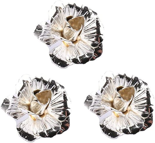 3PCS Men'S Rose Golden Flower Lapel Stick Brooch Pins for Sui,Black/Sliver/Gold 3pcs-sliver