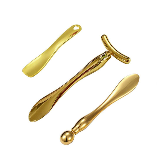 3Pcs Metal Eye and Face Cream Applicator Stick Cosmetics Spoon Spatula, Massager Tool for Facial Massage, under Eye Roller Reduce Puffiness Health & Beauty > Personal Care > Cosmetics > Cosmetic Tools > Skin Care Tools GOERTI   
