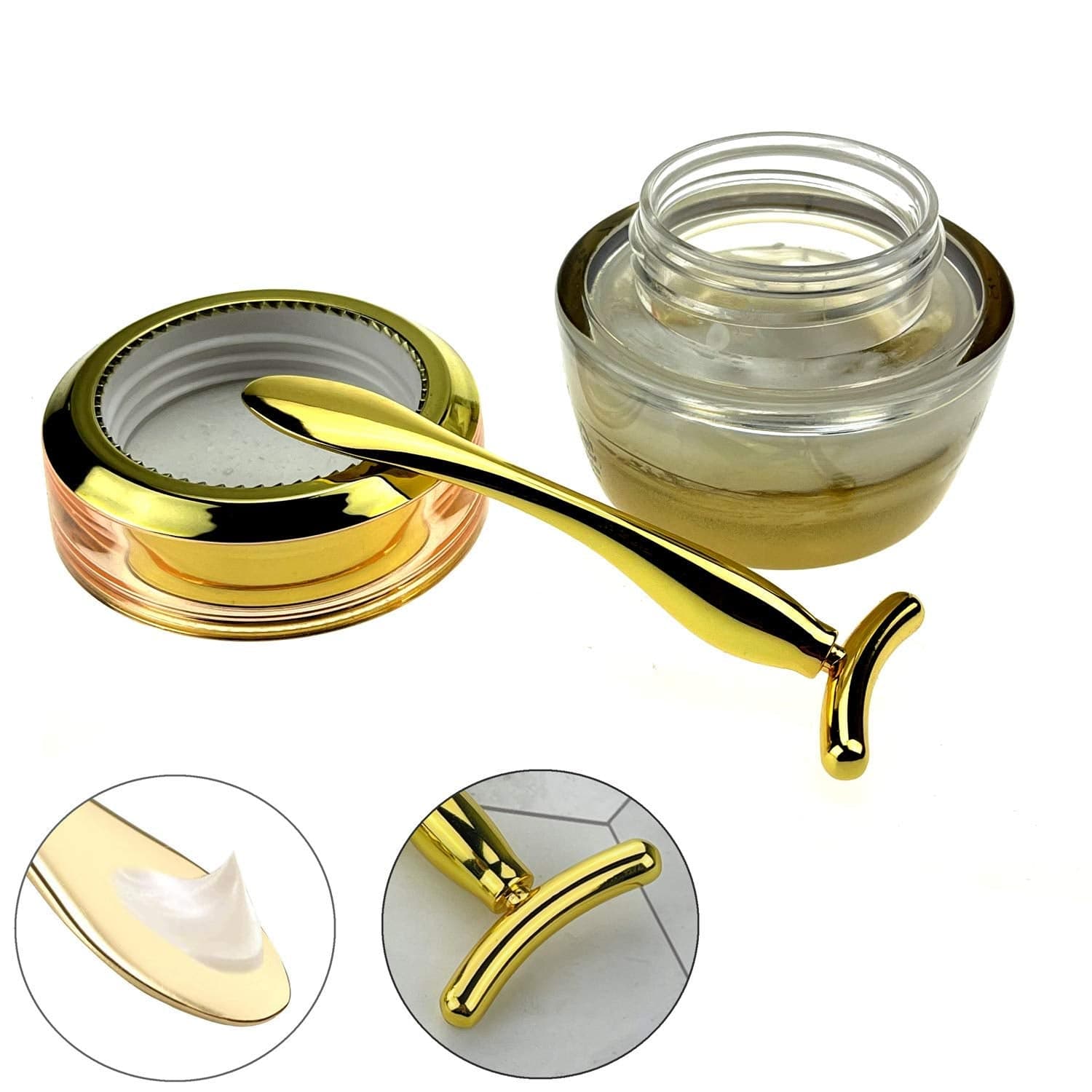 3Pcs Metal Eye and Face Cream Applicator Stick Cosmetics Spoon Spatula, Massager Tool for Facial Massage, under Eye Roller Reduce Puffiness Health & Beauty > Personal Care > Cosmetics > Cosmetic Tools > Skin Care Tools GOERTI   