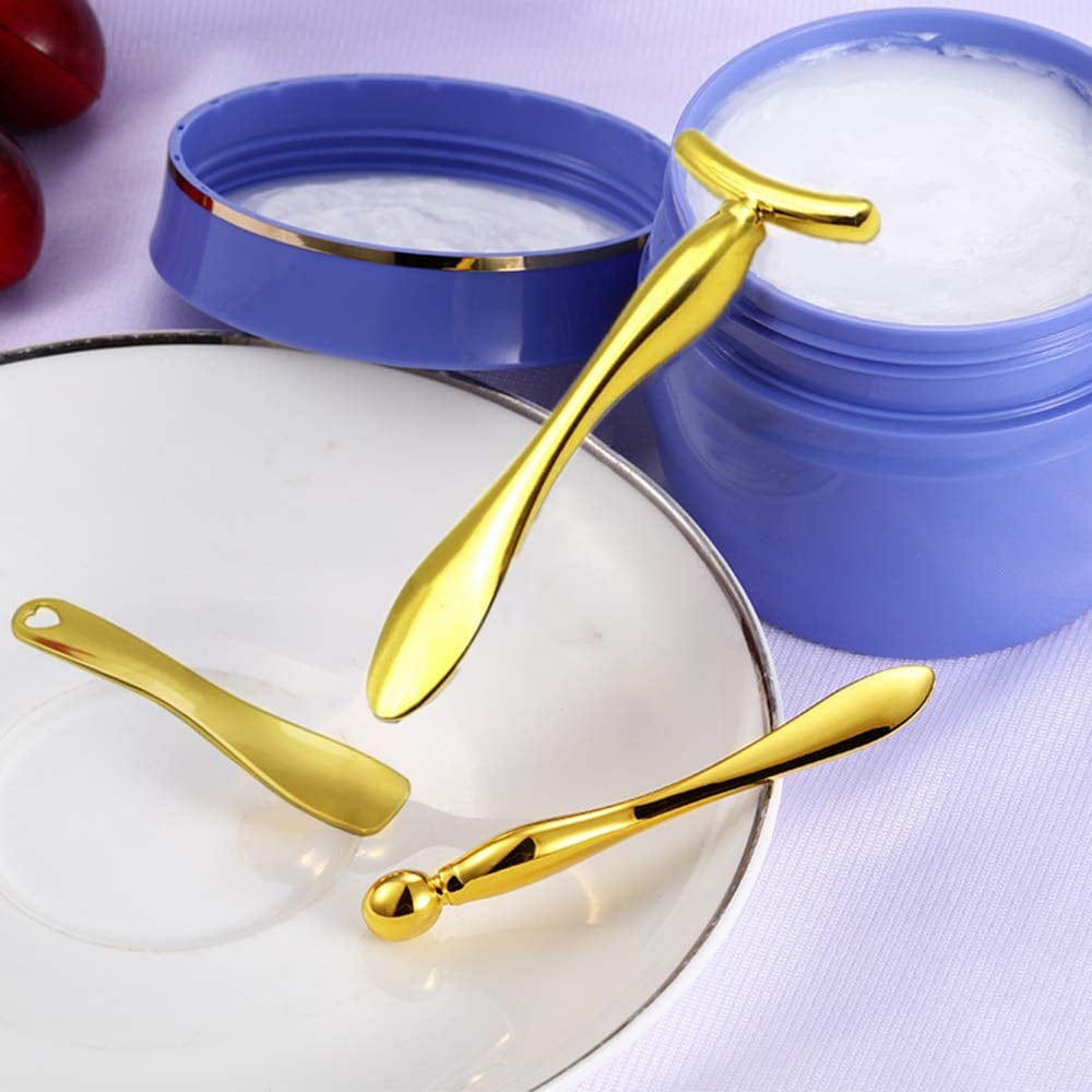 3Pcs Metal Eye and Face Cream Applicator Stick Cosmetics Spoon Spatula, Massager Tool for Facial Massage, under Eye Roller Reduce Puffiness Health & Beauty > Personal Care > Cosmetics > Cosmetic Tools > Skin Care Tools GOERTI   
