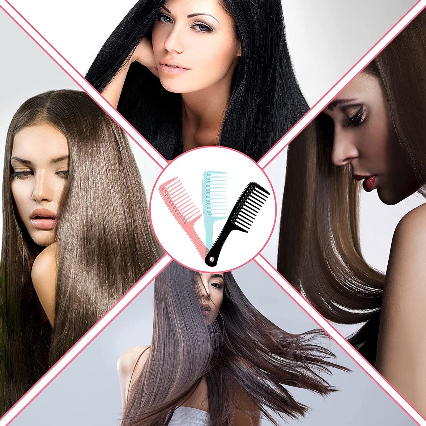 3Pcs Wide Tooth Detangling Comb : Wide Tooth Comb and Large Hair Detangling Comb,Durable Hair Brush for Best Styling and Professional Hair Care, Suitable for Curly Hair, Long Hair, Wet Hair,Wide Tooth Comb for Curly Hair (Pink|Blue|Black) Health & Beauty > Personal Care > Hair Care Trati   