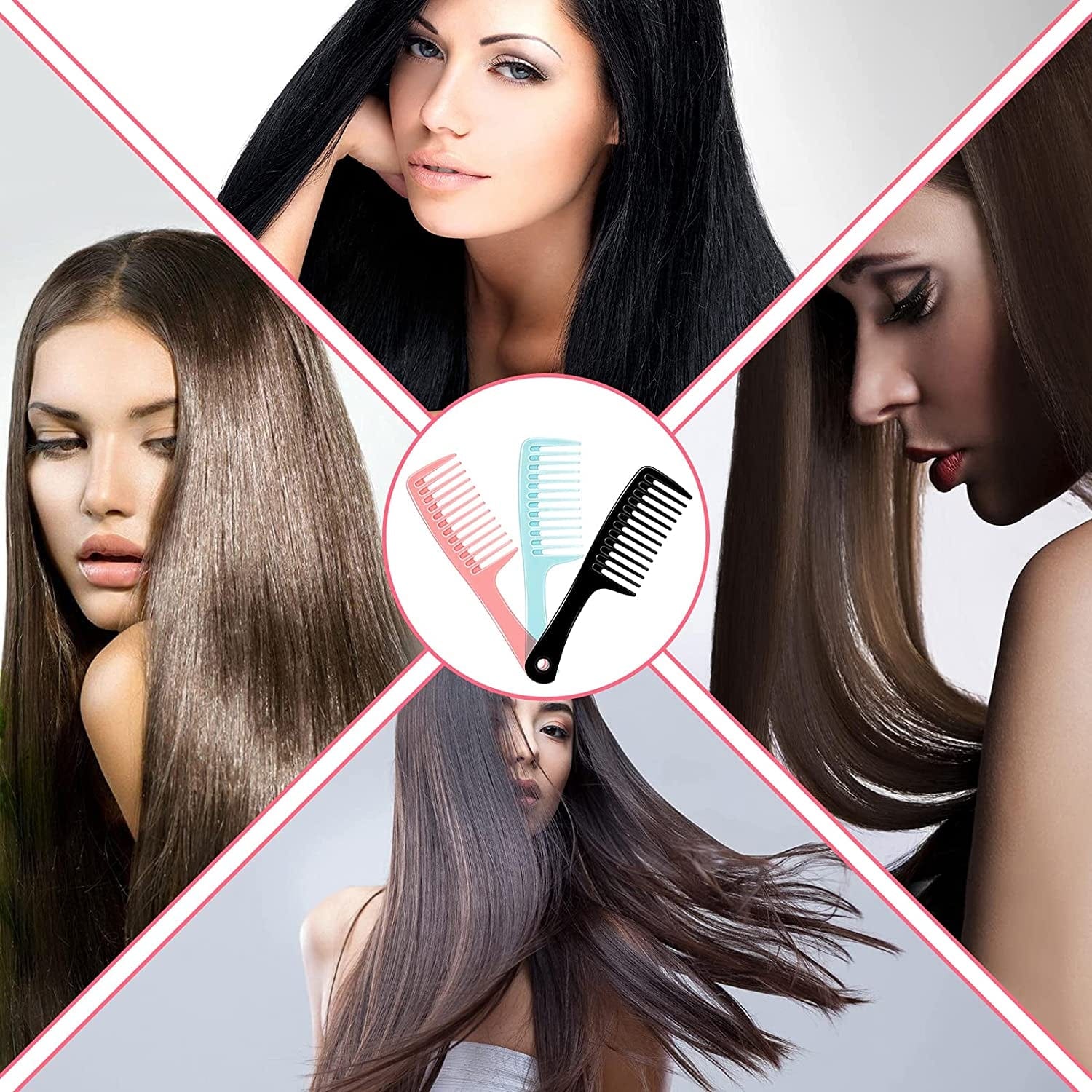 3Pcs Wide Tooth Detangling Comb : Wide Tooth Comb and Large Hair Detangling Comb,Durable Hair Brush for Best Styling and Professional Hair Care, Suitable for Curly Hair, Long Hair, Wet Hair,Wide Tooth Comb for Curly Hair (Pink|Blue|Black) Health & Beauty > Personal Care > Hair Care Trati   