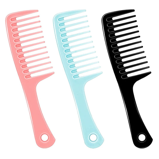 3Pcs Wide Tooth Detangling Comb : Wide Tooth Comb and Large Hair Detangling Comb,Durable Hair Brush for Best Styling and Professional Hair Care, Suitable for Curly Hair, Long Hair, Wet Hair,Wide Tooth Comb for Curly Hair (Pink|Blue|Black) Health & Beauty > Personal Care > Hair Care Trati Pink|Blue|Black  
