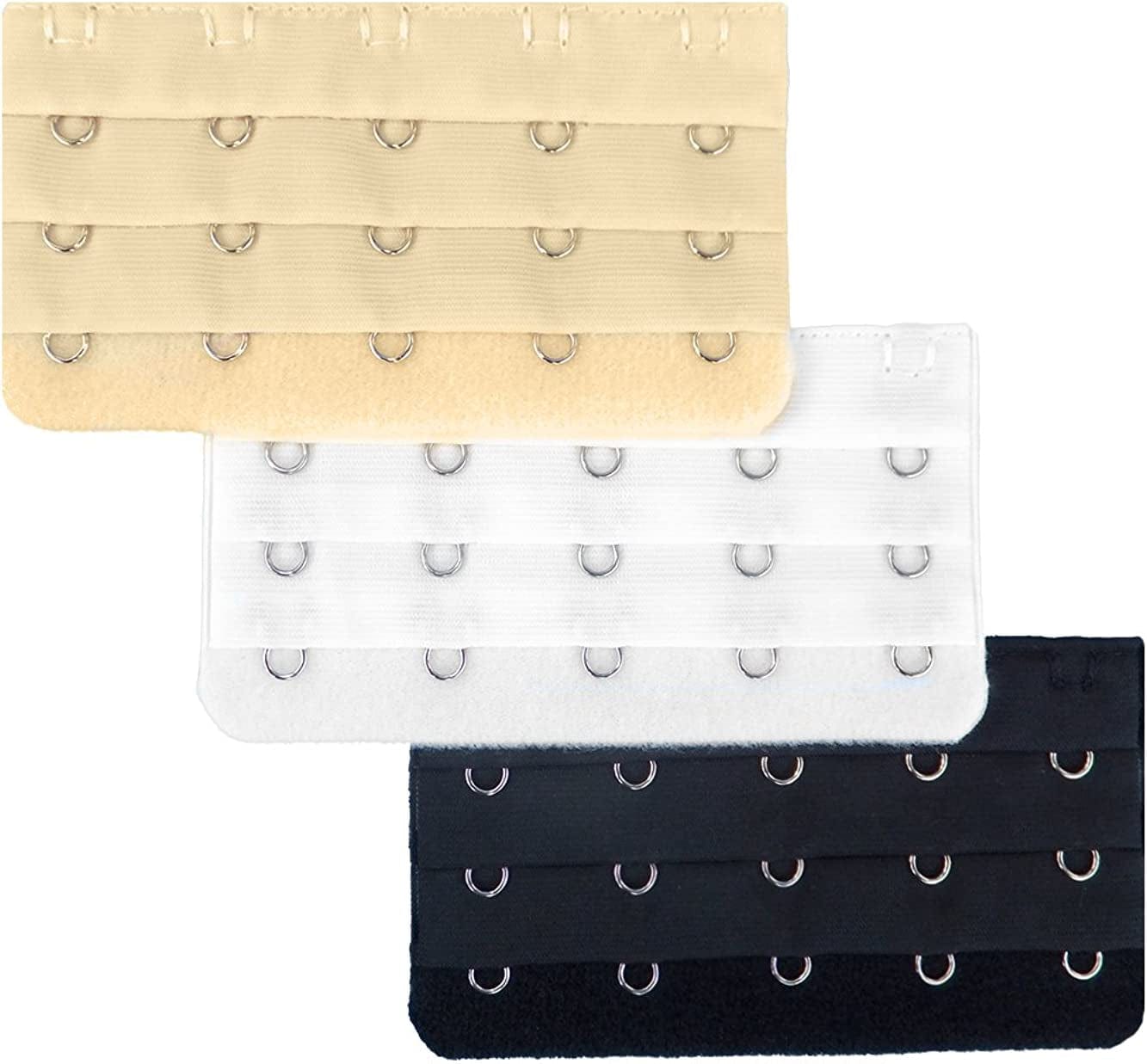 3Pcs Women'S Bra Band Extender 6-Hook plus Size Spacing Bra Extension Straps Black, White, Beige