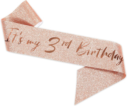 3Rd Birthday Sash and Tiara for Girls, Rose Gold Birthday Sash Crown 3 & Fabulous Sash and Tiara for Girls, 3Rd Birthday Gifts for Happy 3Rd Birthday Party Favor Supplies Apparel & Accessories > Clothing Accessories > Sashes BRT Bearingshui   