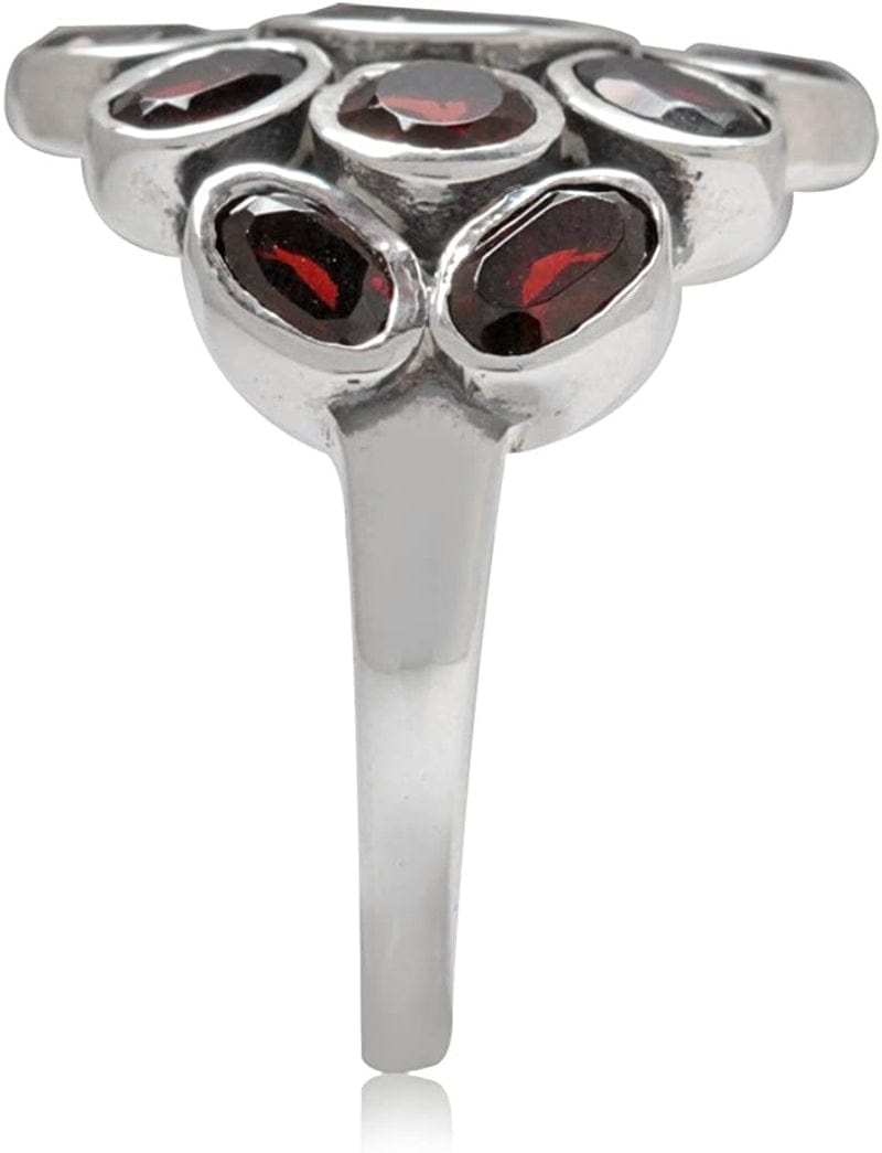 4.75Ct. Natural Garnet White Gold Plated 925 Sterling Silver Cluster Cocktail Ring