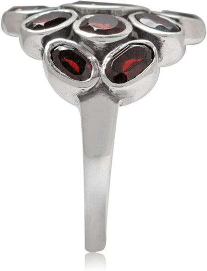 4.75Ct. Natural Garnet White Gold Plated 925 Sterling Silver Cluster Cocktail Ring
