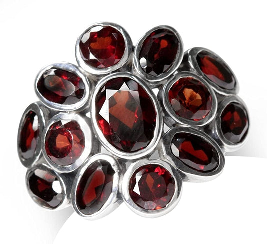 4.75Ct. Natural Garnet White Gold Plated 925 Sterling Silver Cluster Cocktail Ring 9.5