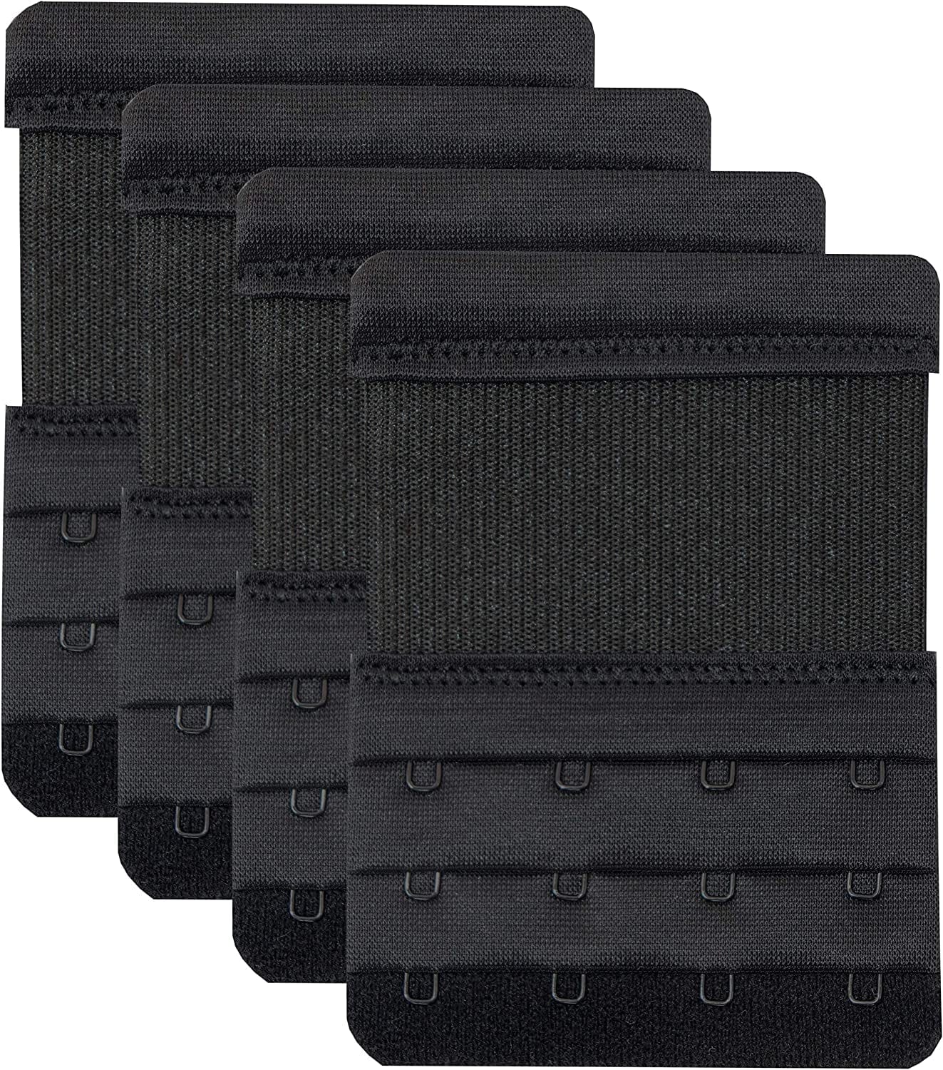 4 Hook Bra Extenders,Stretchy Soft and Comfortable Bra Strap Extender Black