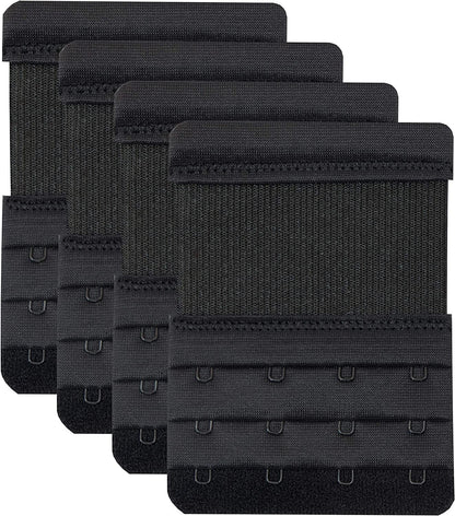 4 Hook Bra Extenders,Stretchy Soft and Comfortable Bra Strap Extender Black