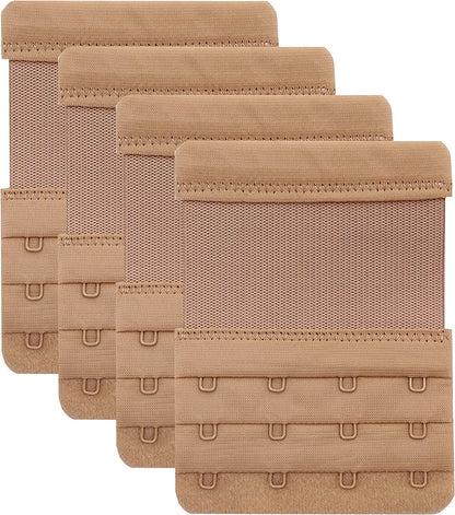 4 Hook Bra Extenders,Stretchy Soft and Comfortable Bra Strap Extender Skin Color