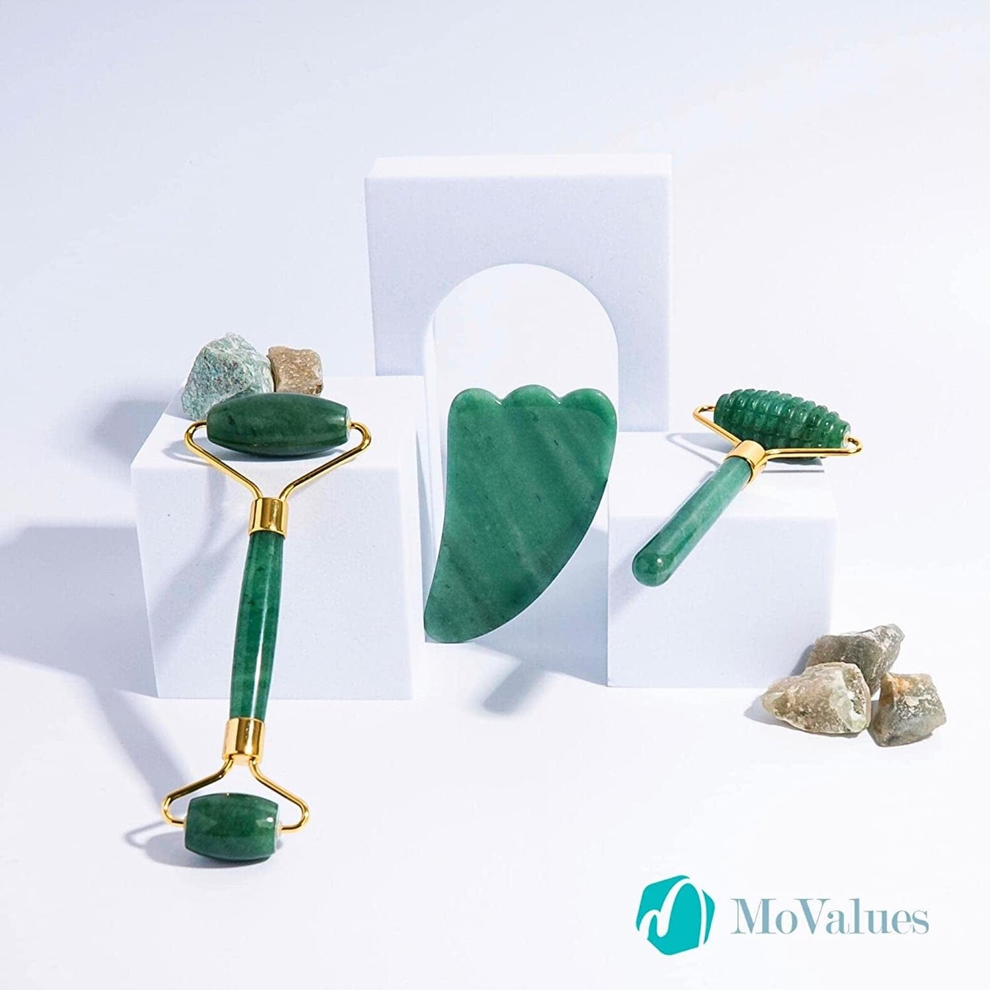 4-In-1 Jade Roller and Gua Sha Set. Jade Face Roller with Eye Massager, Jade Gua Sha, Ridged Roller Massager. Jade Roller for Face Real Jade 100% Jade Stone Roller. Warm Facial Massager or Ice Roller Health & Beauty > Personal Care > Cosmetics > Cosmetic Tools > Skin Care Tools MoValues   