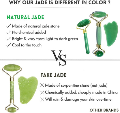 4-In-1 Jade Roller and Gua Sha Set. Jade Face Roller with Eye Massager, Jade Gua Sha, Ridged Roller Massager. Jade Roller for Face Real Jade 100% Jade Stone Roller. Warm Facial Massager or Ice Roller Health & Beauty > Personal Care > Cosmetics > Cosmetic Tools > Skin Care Tools MoValues   