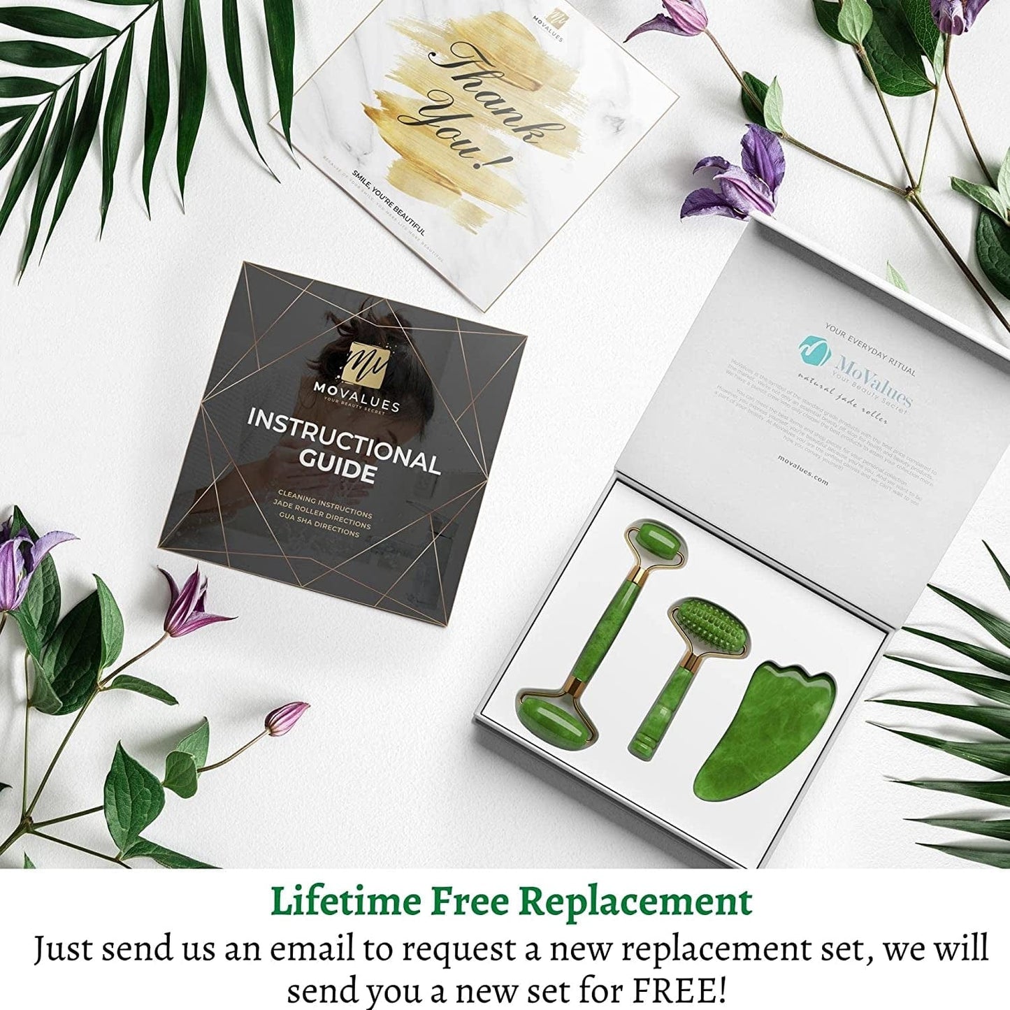 4-In-1 Jade Roller and Gua Sha Set. Jade Face Roller with Eye Massager, Jade Gua Sha, Ridged Roller Massager. Jade Roller for Face Real Jade 100% Jade Stone Roller. Warm Facial Massager or Ice Roller Health & Beauty > Personal Care > Cosmetics > Cosmetic Tools > Skin Care Tools MoValues   