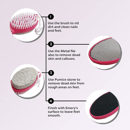 4 in 1 the Pedi Care Stick 4 Sided Pedicure Paddle Metal File and Emery Board Tool with Pumice Stone for Feet by Dreamcut Health & Beauty > Personal Care > Foot Care DreamCut   