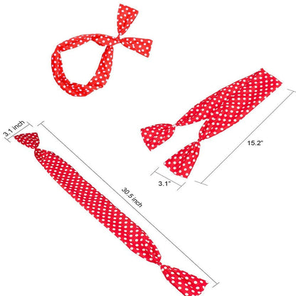 4 Pack Bandanas for Women, Wire Headband Retro Bowknot Polka Dot Wire Hair Holders Red Hairband, 4 Pieces Apparel & Accessories > Clothing Accessories > Bandanas & Headties AHONEY   