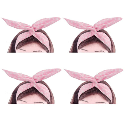 4 Pack Bandanas for Women, Wire Headband Retro Bowknot Polka Dot Wire Hair Holders Red Hairband, 4 Pieces Apparel & Accessories > Clothing Accessories > Bandanas & Headties AHONEY Pink  