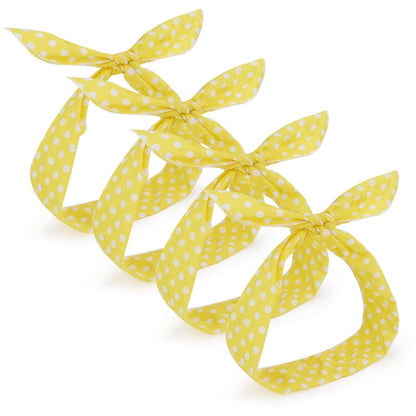 4 Pack Bandanas for Women, Wire Headband Retro Bowknot Polka Dot Wire Hair Holders Red Hairband, 4 Pieces Apparel & Accessories > Clothing Accessories > Bandanas & Headties AHONEY Yellow  