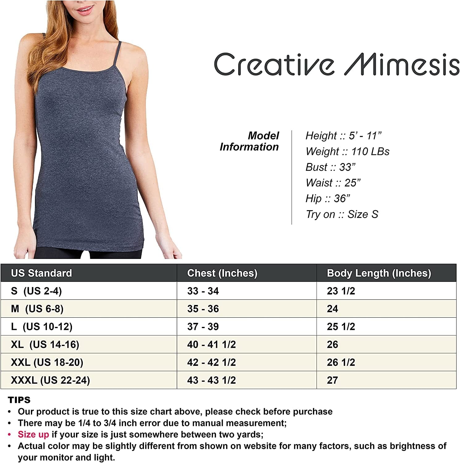 4 Pack Basic Long Camisole for Women Cami Tank Tops with Adjustable Spaghetti Strap (S-3XL)
