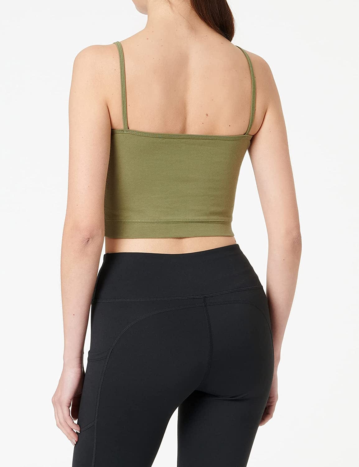 4 Pack Cropped Tank Tops for Women, Spaghetti Strap Crop Top Basic Sports Crop Cami Half Camisoles for Teen Girls