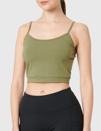 4 Pack Cropped Tank Tops for Women, Spaghetti Strap Crop Top Basic Sports Crop Cami Half Camisoles for Teen Girls