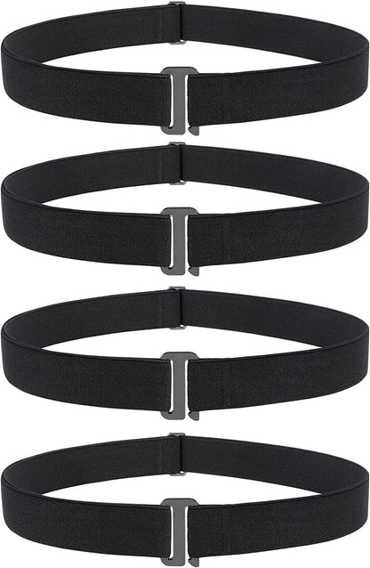 4 Pack Invisible Women Stretch Belt No Show Elastic Web Strap Belt with Flat Buckle for Jeans Pants Dresses Apparel & Accessories > Clothing Accessories > Belts KYLIE MAX O-black+black+black+black US Size 16+ 