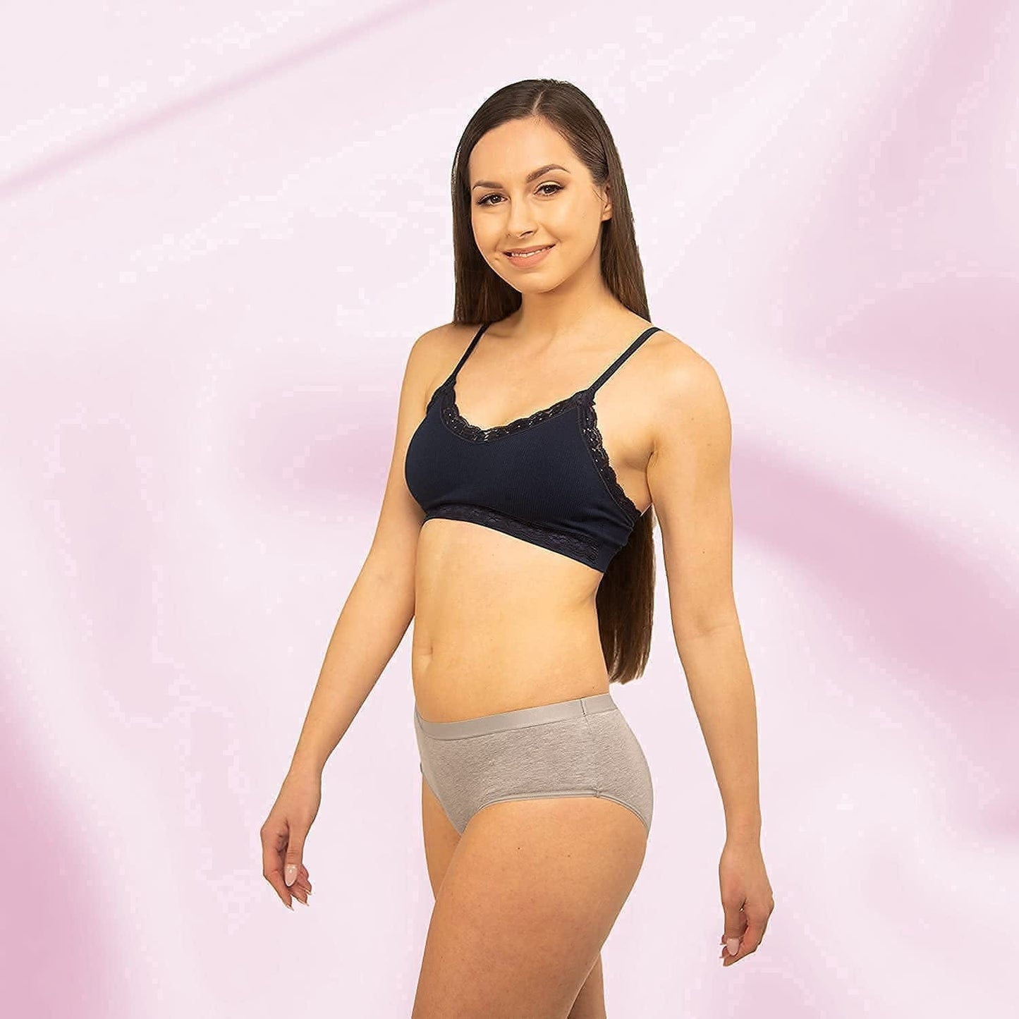 4-Pack Lace Bralletes for Women, Wireless Padded Bra with Adjustable Spaghetti Straps